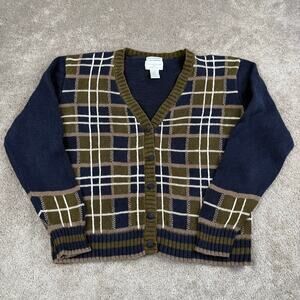 Vtg Plaid Cardigan Button Up Sweater Size M Grandma Academia Hand Embroidered